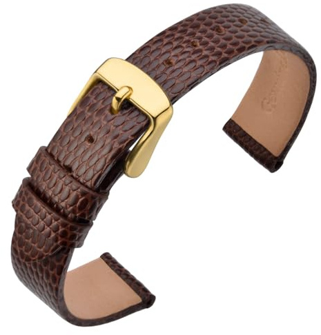 ANNEFIT Cinturino Pelle 12mm Cinturini per Orologi Donna, Fibbia in Acciaio Inossidabile Oro (Marrone)