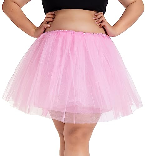 PLIKSUVER Damen Tüllrock Tütü Rock Minirock 4 Lagen Tanzkleid Cosplay Ballkleid Abendkleid für Party (Rosa)