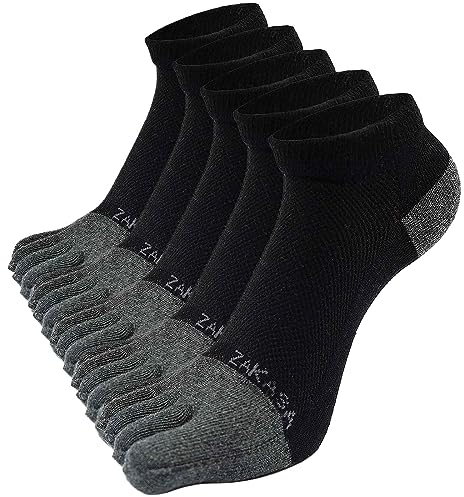 PUTUO Zehensocken für Herren Laufsocken Sneakersocken: Sneaker Socken aus Baumwolle für Herren Kurz Fünf Finger Sportsocken Atmungsaktiv Wandersocken Männer Anti Blasen Trekkingsocken 5 Paar 43-46