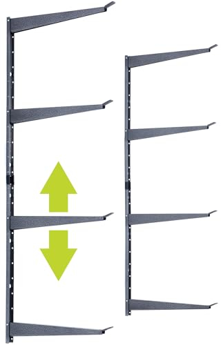 Delta Cycle, robustes Holzregal mit 4 Ebenen, hält bis zu 290 kg – Holzregal mit voll verstellbaren Armen – Stahlkonstruktion, Aufbewahrungslösung für Garage, Keller und Speisekammer
