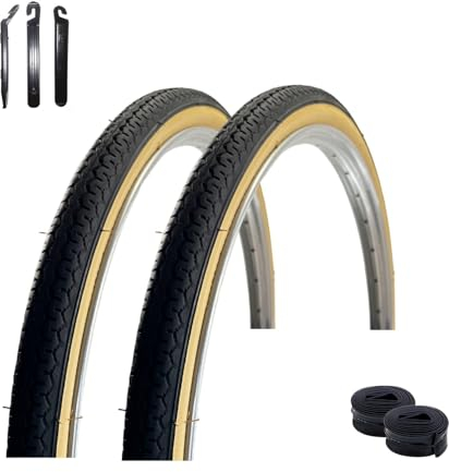 2 x VEE Rubber V028 28 Fahrradreifen Schwarz/Creme 40-635 (28 x 1 1/2) + 2 x passende Schläuche SV inkl. Reifeheber