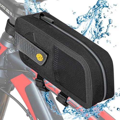 FINEW Oberrohrtasche Rahmentasche Fahrrad, 3-in-1 Fahrradtasche Rahmen, 100% Wasserdicht Rahmentasche für Gravelbike, Rennrad und MTB (1.3L, 20x9x7.5cm)