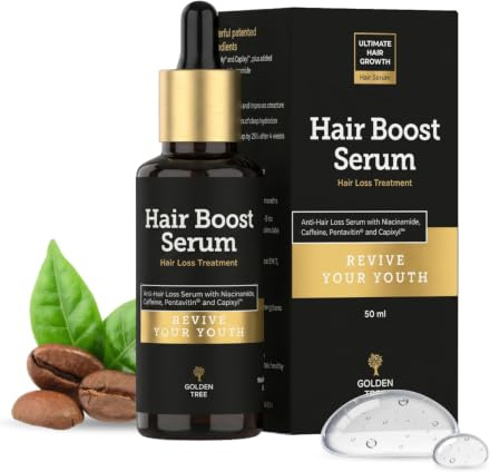 Golden Tree Hårförstärkningsserum, hårserum, 50 ml | Koffein, Niacinamid, Isomerate Saccharide, Biochanin A & Red Clover Extract, Serum Hårväxt