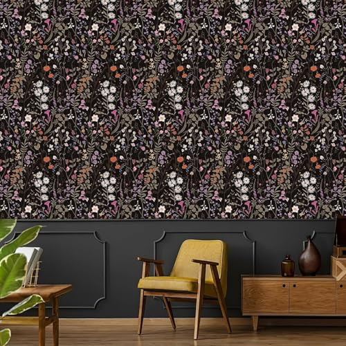 Självhäftande blommor tapet fototapet väggpapper blommande vintage möbelfolie självhäftande film färgglada blommor tapet för sovrumsskåp och köksbänkskivor 44 x 600 cm