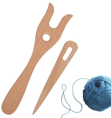 Trästickgaffel | handflätningsverktyg | virkkrokar | stickgaffel och ögon-nålskit | stickgaffelset | halsbandsflätade verktyg för och vävprojekt