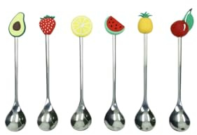 Brandani 50035 CUCCHIAINO SILVER FRUTTI ASS SET 6 PZ INOX/SILICONE, 16 cm