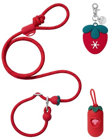 VETRESKA Laisse pour Chien Mains Libres, Laisse en Corde réglable de 2,4 m pour Chien de Taille Moyenne à Grande, Laisse à Glisser à la Taille/en bandoulière pour la Promenade (Fraise)