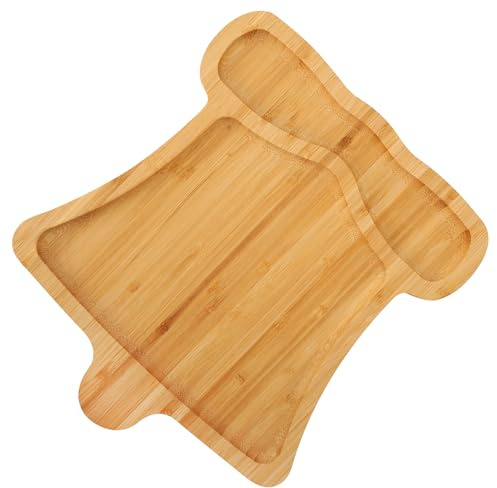 Tabla de Servir navideña, Bandeja de bambú en Forma de Campana, Tabla de charcutería 25x22 cm para Fiestas, Galletas, Frutas y quesos
