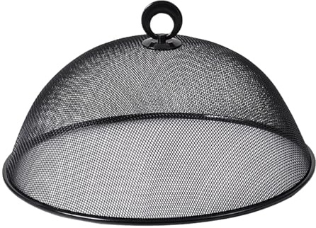 Food Covers Food Plate Covers Dustproof Stainless Steel Plates Bowls Dishes Cover Food Protection Mesh Net for Picnics Barbecue camping (black-35cm)