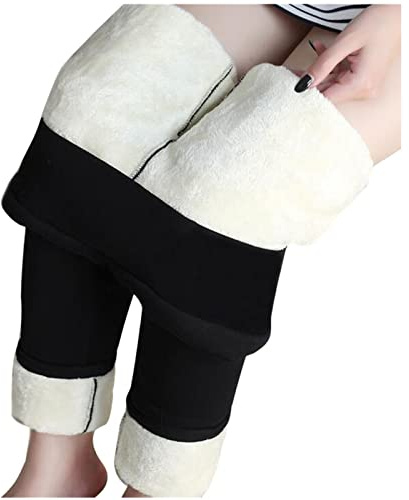 Women's Fleece Lined Leggings, High Waisted Thermal Tights, Warm Stretch Winter Pants for Cold Weather, Gym Yoga Thermal Leggings Bottom for Women UK Black