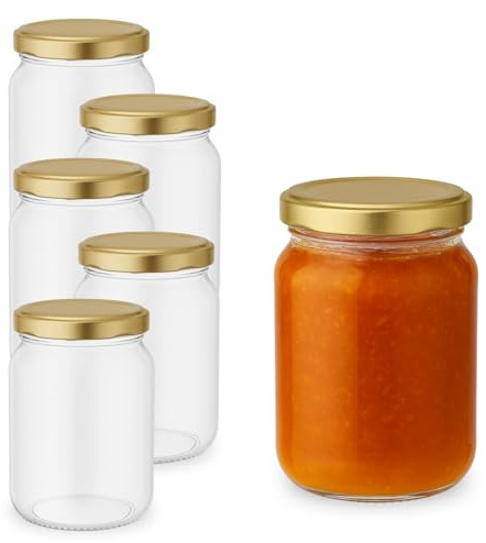 PALUPLUS 6 Barattoli in Vetro con Coperchio da 200 ml, Misura 6,6x8,6 cm, Vasetto vuoto con tappo twist off a Chiusura Ermetica, vasi sottovetro per marmellate, bomboniere -1241F -1,7