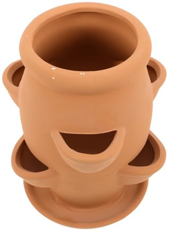 DOITOOL Pot de Fleurs Terre Cuite à Planteur Tour Fraisier pour Plantes et Orchidées Pot Décoratif Intérieur et Extérieur Polyvalent