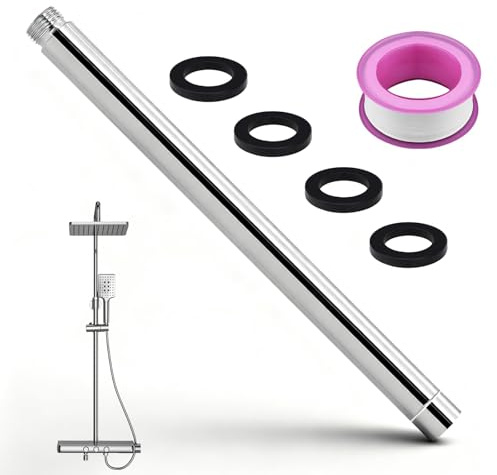 Tubo alargador de ducha de 30 cm, tubo de extensión de ducha, brazo extensible, cromado, barras de ducha para accesorios de baño