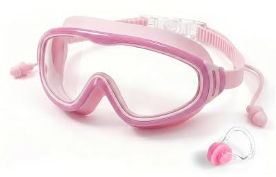 Victoper Lunettes de Piscine Enfant Anti-Buée, Vision Panoramique Grand Angle, Lunettes de Natation Enfant avec Protection UV et Sangle Réglable, et Filles 3-15 Ans
