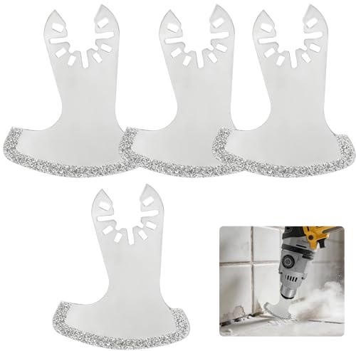 NUTKIT Hoja de Herramienta Oscilante de Diamante, Paquete de 4 Cuchillas Oscilantes Multiherramienta de Diamante, para Eliminación de Lechada para Corte de Uñas, Lijado de Madera(Conjunto A)