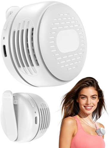 Portable Clip On Mini Fan, Personal Wearable Bladeless Fan with Sturdy Clip for Shirt Waist Bag Strap & Baby Carrier, Lightweight 2.89oz Rechargeable Whirlwind Fans for Work Travel Theme Park Wedding
