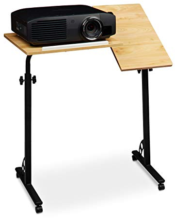 Relaxdays Laptoptisch groß höhenverstellbar H x B x T: 110 x 80 x 50 cm Mobiles Rednerpult mit Rollen zum Bremsen für Notebook mit Ablage für Beamer, große Laptops, Mäuse etc. Eiche (natur)