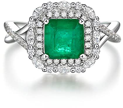 Vintage 925 Sterling Silver Asscher Cut Emeraude Greated Moissanite Pierres Précieuses De Mariage De Fiançailles Fine Bijoux Anneau Pour Les Femmes Cadeau