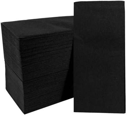 100 Pack Linen-Feel Black Napkins Disposable Guest Paper Napkins Hand Towels for Bathroom Soft Absorbent Paper Napkins Everyday Kitchen Dinner Cocktail Party Wedding