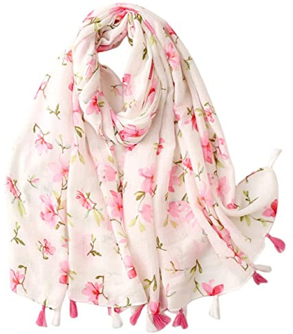 FAIRYGATE Schal Damen Rosa Tücher mit Blumendruck Viskose Schals für Braut Hochzeit Party Abendkleid und besondere Anlässe Kleider 15238