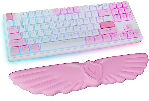 Angel Wing Cloud Keyboard Handledsstöd - Mjukt Läder Memory Foam För Smärtlindring, Ergonomiskt Anti-Slip Dator För Pc-Spel/Laptop/Handpad (1-Vinge Rosa)