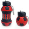 Borraccia Calcio squadra del cuore in Silicone per Ragazzi bambini e adulti- Regalo sportivo Senza BPA, Cannuccia, A Tenuta Stagna, Durevole Ed Ecologica, 550 ml (ROSSO/NERI)