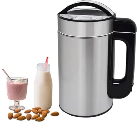 hzexun Vegetabilisk mjölkmaskin, värmer 800 W, mixer, soja och nötter, gröt och juice, pekskärm, 1,5 l