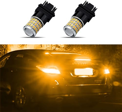 PACLVIO 2Pcs 3157 LED Bulbs, 3056 3156 3057 4157 LED Replacement Bulbs, Super Bright LED Turn Signal Bulbs for Front Rear Turn Signal Light Blinker Parking Side Marker Brake Lights (Amber Yellow)
