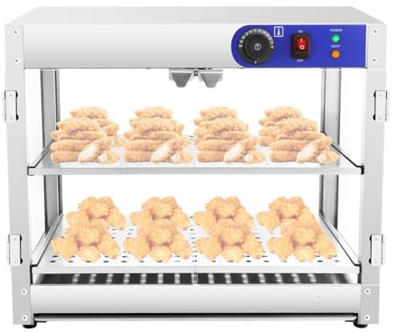 KumuJ recipiente térmico con vitrina de montaje, mostrador caliente, vitrina para mantener caliente, mostrador para mantener caliente, mostrador caliente, 30-85°C, 2 niveles, calentador de alimentos