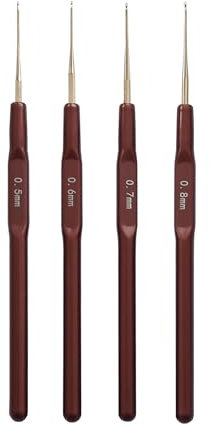 4 Stück Häkelnadel Spitzer Kopf Häkelnadel Set Ergonomische Häkelnadel Set (0.5–0.8 mm)
