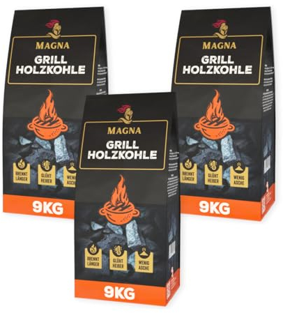 Premium Holzkohle Magna - Grillkohle, Kohle, Grillholzkohle, Restaurantkohle, Holzkohlebriketts, Kohlebriketts - für Holzkohle-Grill, Restaurant-Grill (18, Kilogramm)