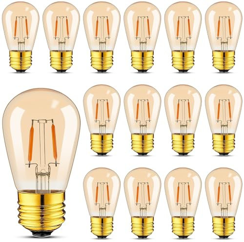Hcnew Ampoule E27 LED ST45 S14 Blanc Chaud 2200K 1W équivalent à 10 Watt Ampoule LED Filament Vintage Edison Ampoule chaîne lumineuse verre ambre 220V-240V, Non Dimmable, lot de 15