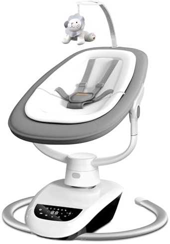 Angelbliss Baby Swing with Custom Motion, 3D-Motion Electric Swing with 6 Unique Motions & 4-Speeds, Bluetooth Enabled, 13 Preset Lullabies (Grey)