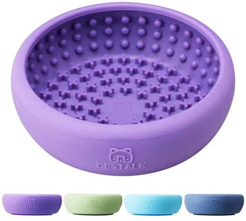 Dog Lick Bowl, Bestalk Anxiety Relief Lick Mat for Dogs, Non-Slip Freeze Licking Bowl Enrichment Puzzle Feeder for Distraction, BPA Free Silicone, Dishwasher Safe(Purple,L)