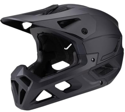 Fenteer Full Face Bike Helmet,Adjustable Helmet with Sun Hat Brim for Skateboarding Mountain Road Bike Scooters Climbing（54-58CM）, Black
