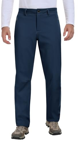 heekpek Pantaloni Uomo Invernali Impermeabili Softshell Pantalone Termici Pile Pantaloni da Sci Trekking Lavoro Caccia Snowboard, Blu Marino, S