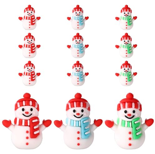 Sinbana 12pcs Mini Snowman Figurines, Miniature Christmas Figurines Tiny Snowman Statues Small Winter Ornaments for Holiday UK Xmas Party Home Table Decorations