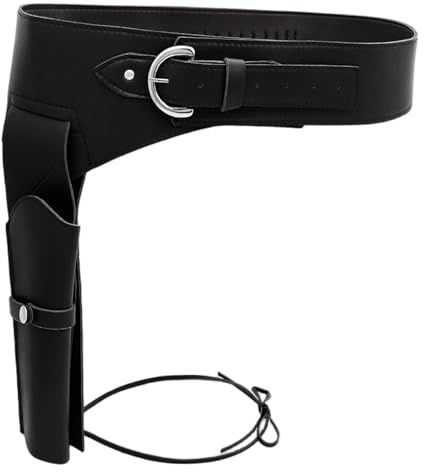 Fondine Western, Fondine da Cowboy Cintura per pistola da cowboy in pelle Cintura per pistola occidentale regolabile per feste in maschera Cosplay Nero.
