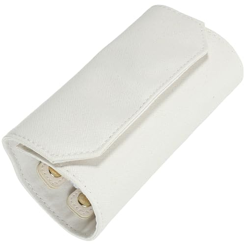 PHENOFICE Borsa Portagioielli Pieghevole in PU Bianco Glitter Organizer da Viaggio Piccolo per Anelli Collane e Orecchini Custodia Arrotolabile Salvaspazio per Viaggi e Uso Esterno