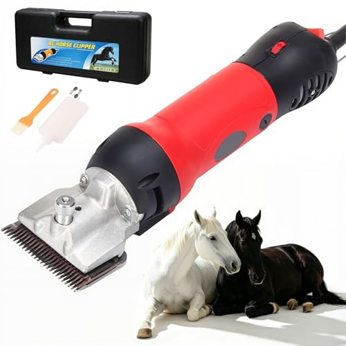 Elektrisk Hästklippare 690W Elektrisk Boskapssax med 6 Hastigheter 2800rpm Bladbredd 78mm Professionell Hästtrimmer för Hästar Får Nötkreatur Husdjur Red