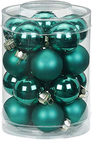 Magic 20 Christbaumkugeln Glas 3 cm Christbaumschmuck Weihnachtskugeln Baumkugeln Baumschmuck Weihnachtsdeko Farbe: Deep Forest - grün dunkelgrün