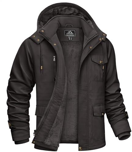 KEFITEVD Chaqueta Vintage para Hombre Elegante Chaqueta de Forro Polar con Capucha Desmontable Chaqueta Casual para Exterior, gris, M