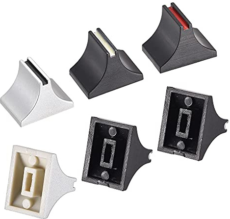 sourcing map Plastique Droite Glissière Potentiomètre Plat Bouton Poussoir Insert Arbre 4x1.6mm Blanc Rouge Argent 15Pcs