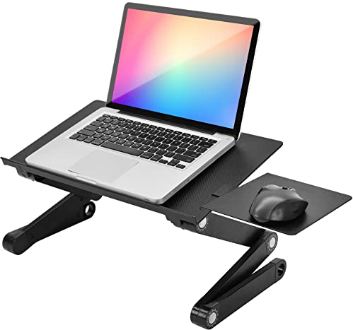 Retoo Laptoptisch fürs Bett, Laptop-Betttisch höhenverstellbar, Verstellbarer Laptop Ständer, Tragbarer Notebook-Ständer mit klappbaren Beinen, Laptop Tisch für Sofa, Notebooktisch, Schwarz