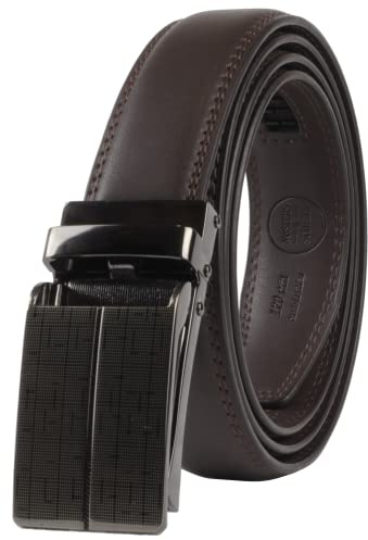 Masters & Stylists Cintura Uomo Marrone, Cintura in Pelle con Fibbia Automatica Senza Buchi, Cinta Elegante e Resistente, Regalo Uomo, Larghezza 3.1cm, Lunghezza 110cm