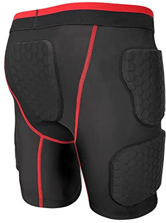Topeter Hip Butt Protector Gear, Impact Protection Shorts, Skate Compression Shorts, Hip Protective Underwear for Baseball, Softball, Soccer (XX-Large, Red)