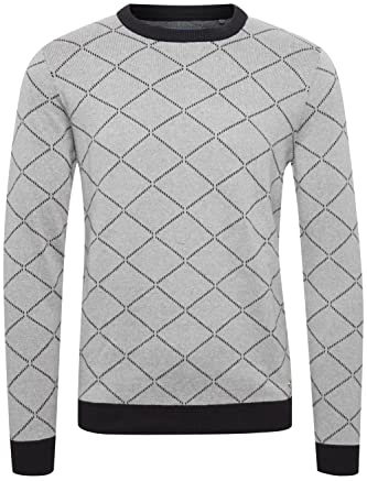 Blend BHNison Herren Strickpullover Feinstrick Pullover aus 100% Baumwolle, Größe:XXL, Farbe:Stone Mix (200274)