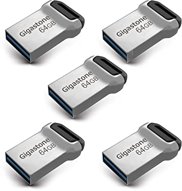 GIGASTONE Unidad flash nano de 64 GB (paquete de 5) Z90 USB 3.2 Gen 1, 120 MB/s ultrarrápida, superligera, diseño de metal robusto, almacenamiento de datos, copia de seguridad para PC/Mac/TV/coche