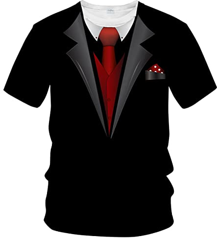 LAOLIUSN Tuxedo T Shirts for Men Tux Costume Suit and Tie Tee Shirt Gifts T-Shirt,Black,2XL