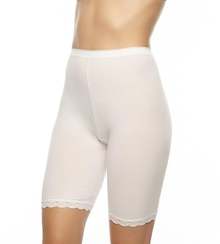 (Pack de 2) Gaine de Contenaison en Coton Biélastique Taille Haute Minceur Figure Formante avec Jambes, Blanc, XXL